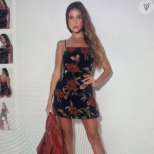 Black floral print dress